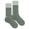 Calcetines sport puño americano, 3 listas y rizo VERDE LIQUEN