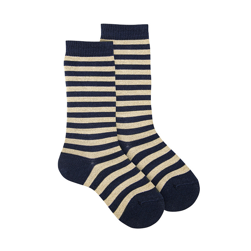 Chaussettes hautes à rayures kodak BLEU MARINE