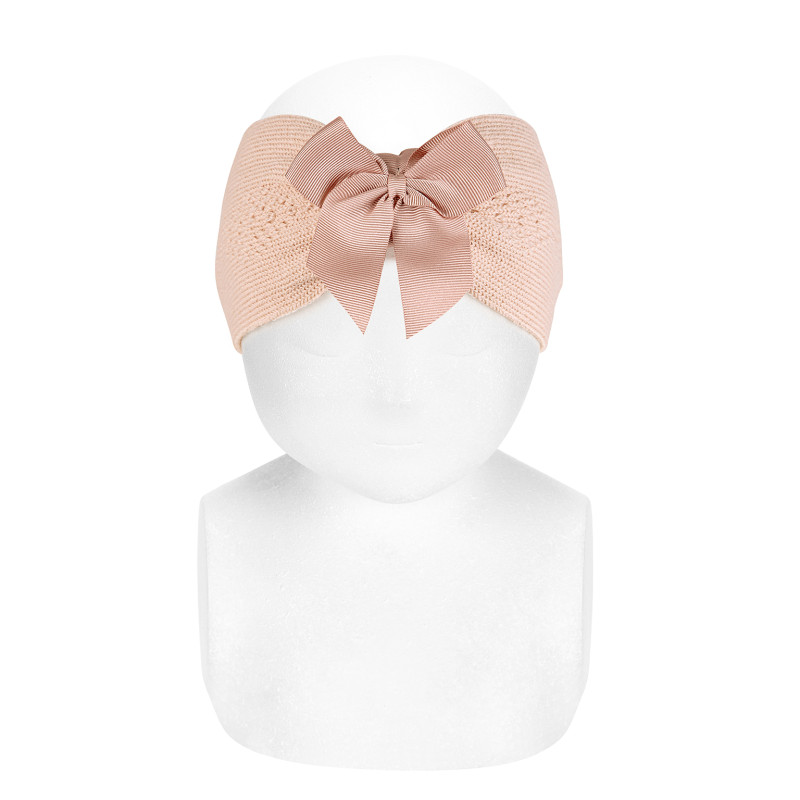 Merino wool blend openwork headband NUDE