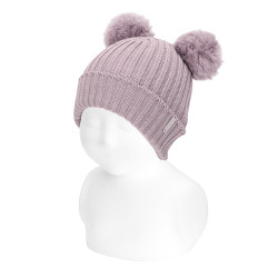 Gorro bebé canalé con dos...