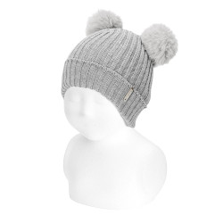 Gorro bebé canalé con dos...