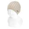Baby knit hat with braids LINEN