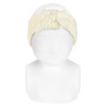 Turbante in punto inglese con fiocco velluto PANNA