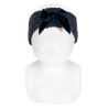 English stitch hair turban with velvet bow NAVY BLUE