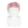 Turbante in punto inglese con fiocco velluto ROSA PALLIDO