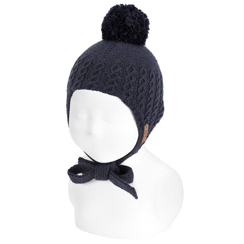 Gorra nadó amb relleu, orelleres i borlagran BLAU MARI