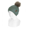 Gorra canalé amb volta i borla sintètica VERD LIQUEN