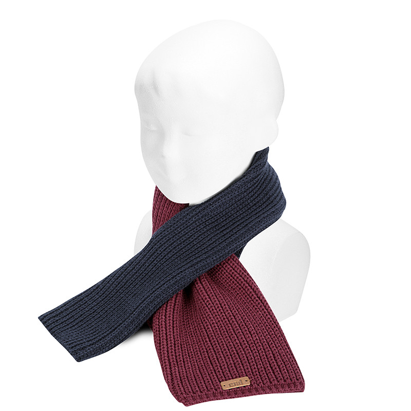 English stitch bicolour scarf with keyhole GARNET