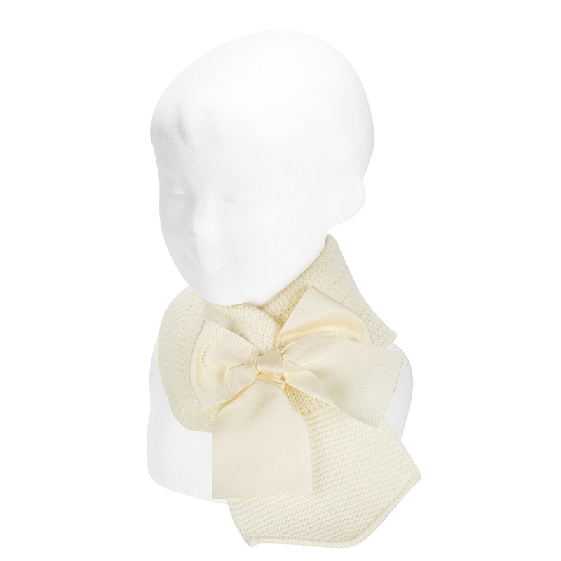 Bowknot garter stitch crossed snood-scarf BEIGE
