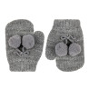 One-finger baby mittens with pompoms LIGHT GREY