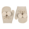One-finger baby mittens with pompoms LINEN