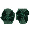 Muffole con pollice con fiocco velluto VERDE BOTTIGLIA