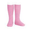 Chaussettes hautes côtelées ROSE BONBON