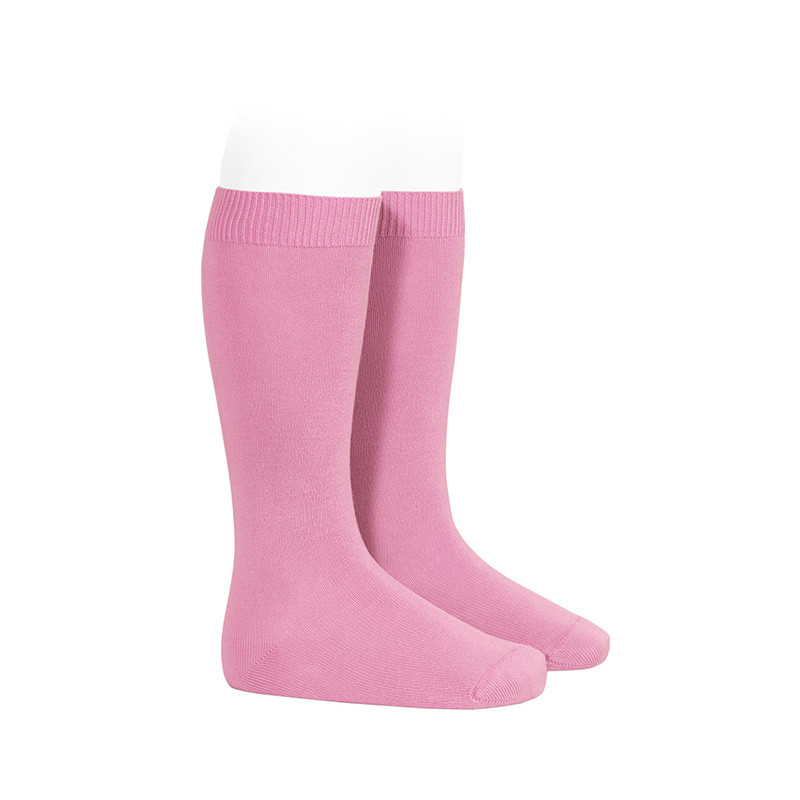 Chaussettes hautes basiques unies ROSE BONBON