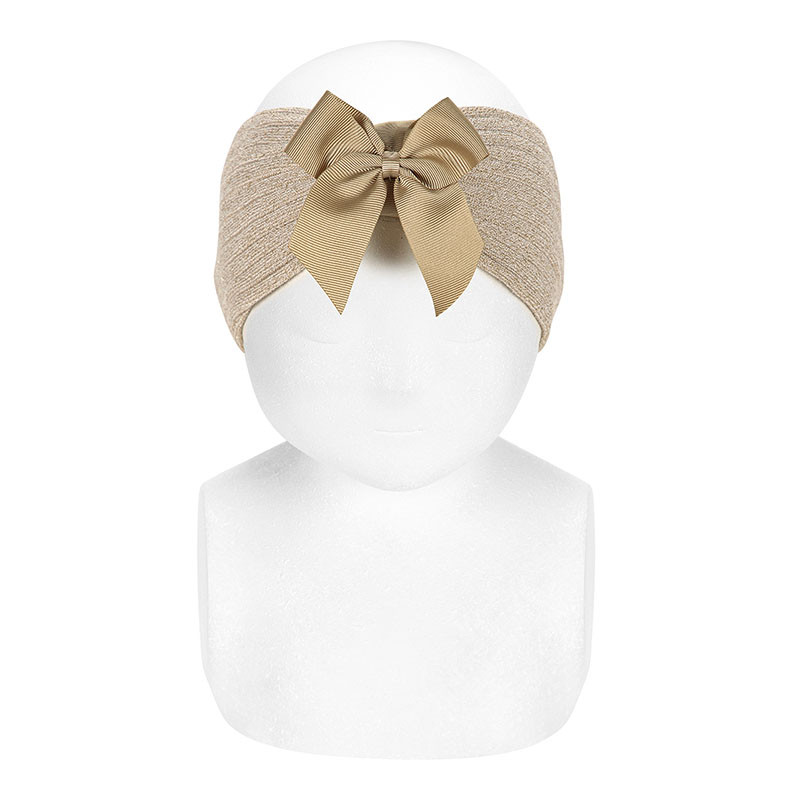Fascia capelli filo brillante e fiocco grosgrain BEIGE