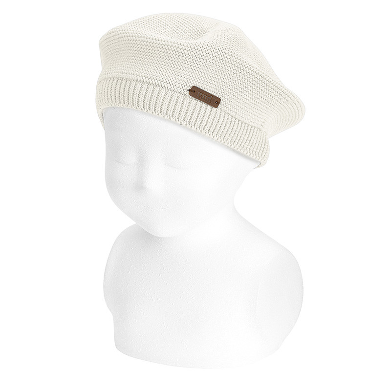 Garter stitch beret CREAM