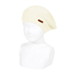 Garter stitch beret BEIGE