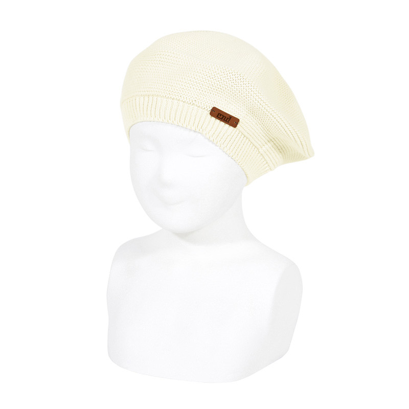Garter stitch beret BEIGE