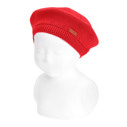 Garter stitch beret RED