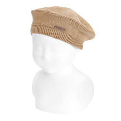 Garter stitch beret NOUGAT