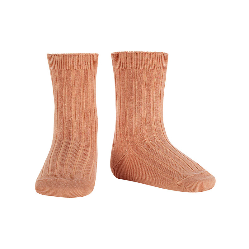 Basic rib short socks NOUGATINE