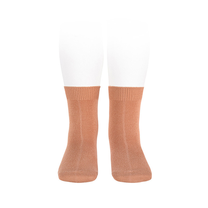 Plain stitch basic short socks NOUGATINE