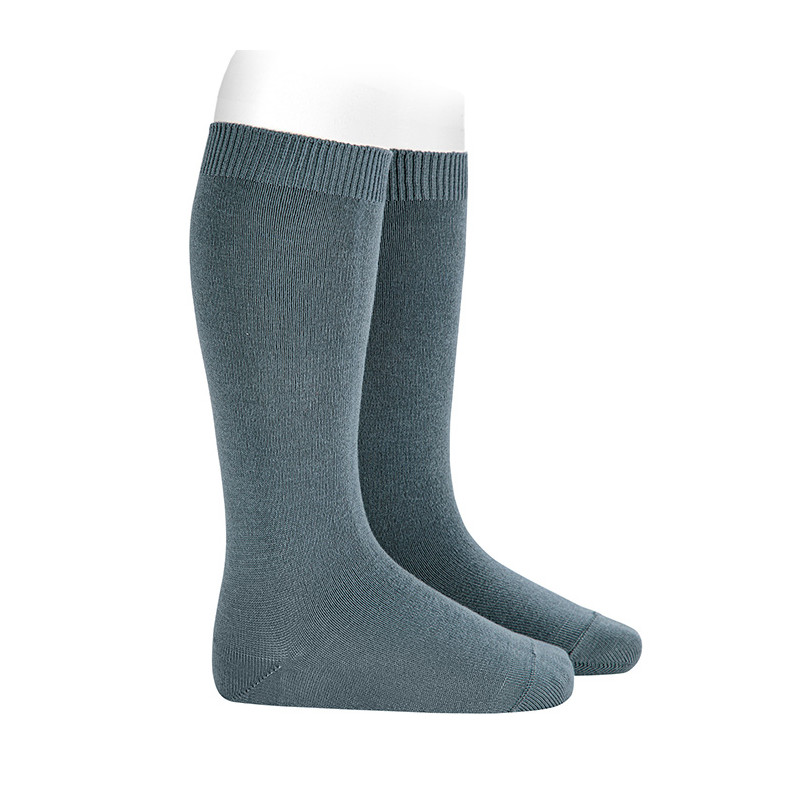 Plain stitch basic knee high socks ZINC