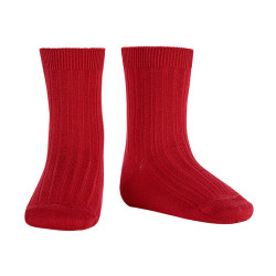 Basic rib short socks RED...