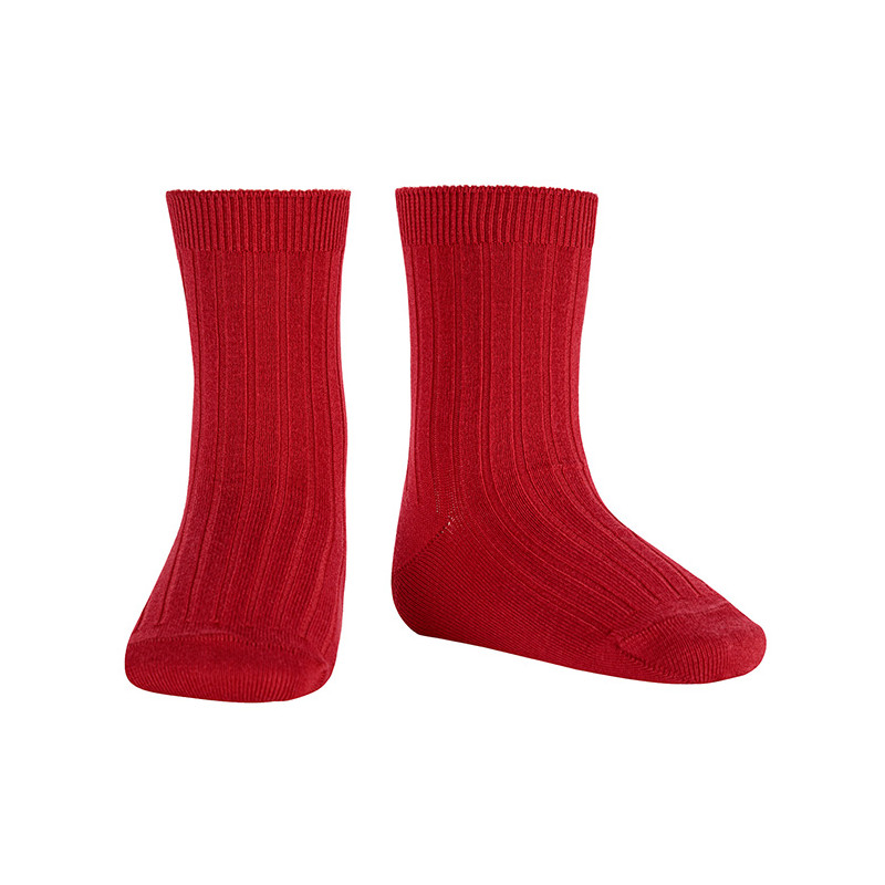 Basic rib short socks RED VELVET