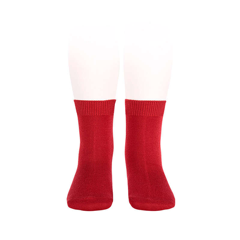 Plain stitch basic short socks RED VELVET