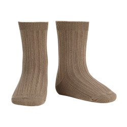 Basic rib short socks MINK