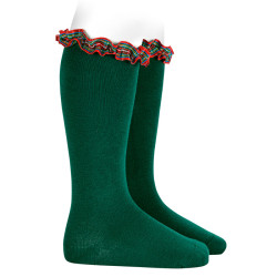 Knee socks with gathered...