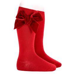 Cotton knee socks with side...