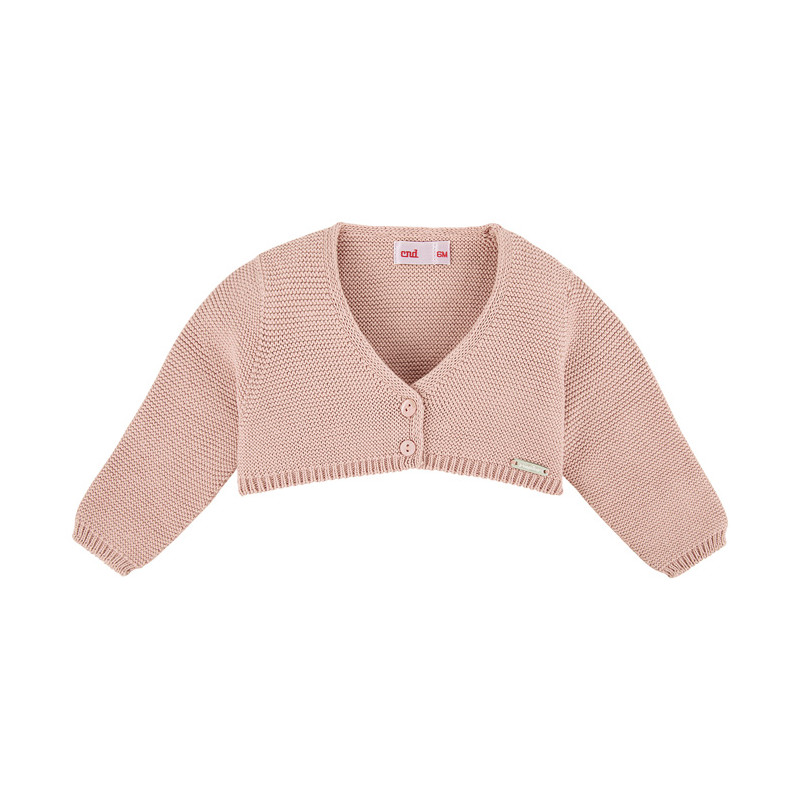 Garter stitch bolero cardigan OLD ROSE