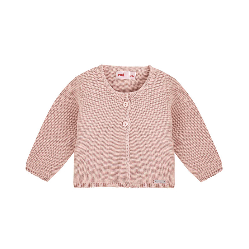 Chaqueta larga punto bobo ROSA EMPOLVADO