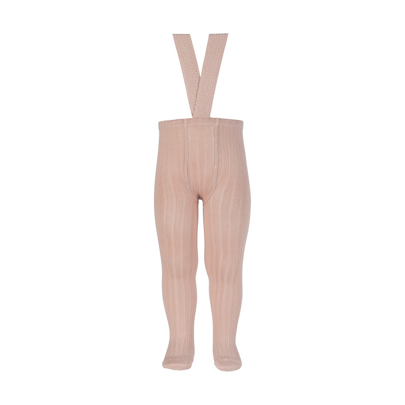 Collants côtelés avec bretelles élastiques VIEUX ROSE