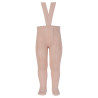Collants côtelés avec bretelles élastiques VIEUX ROSE