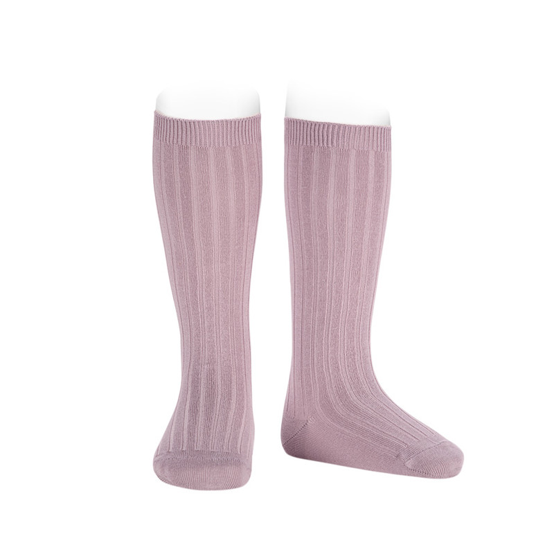 Chaussettes hautes côtelées NACRE DE PERLE
