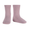 Chaussettes courtes côtelées basiques NACRE DE PERLE