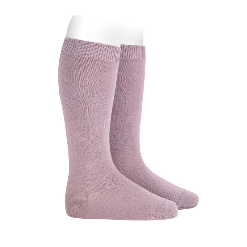 Chaussettes hautes basiques unies NACRE DE PERLE