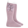 Calze lunghe cotone con fiocco grosgrain laterale MADREPERLA