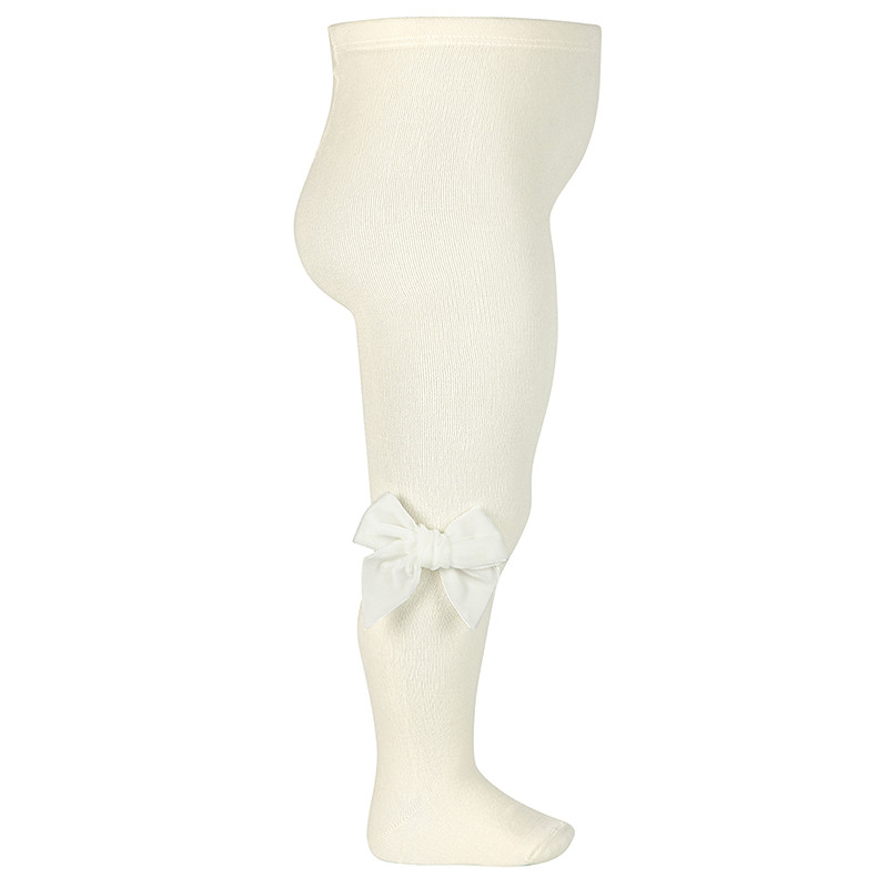 Calzamaglie a maglia rasata con fiocco velluto BEIGE