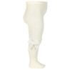 Collants unies noeud en velours ECRU