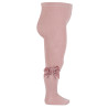 Leotardos punto liso con lazo de terciopelo ROSA PALO