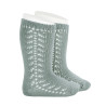 Calcetines altos algodón cálido con calado lateral VERDE SECO