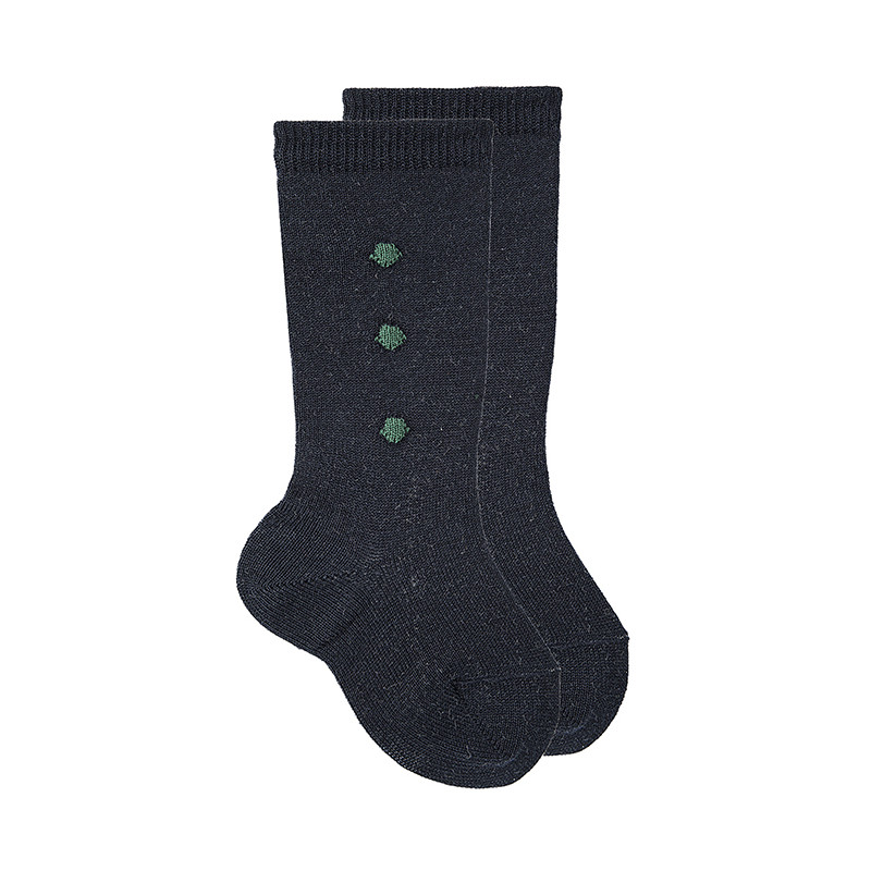 Chaussettes hautes avec pompons BLEU MARINE