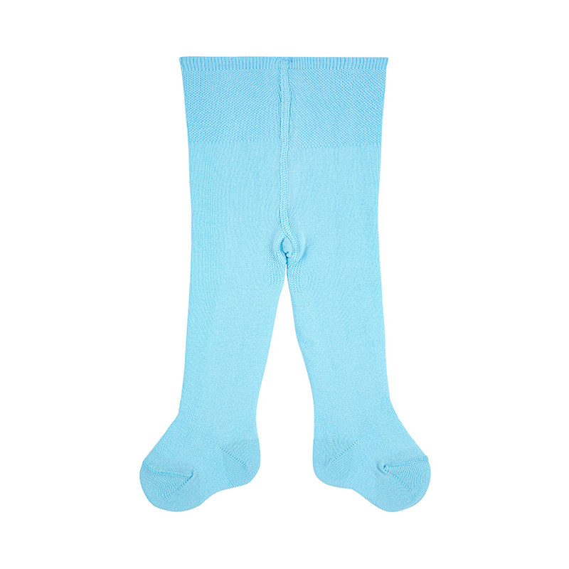Plain knit tights with anti-pressure waist BABY BLUE