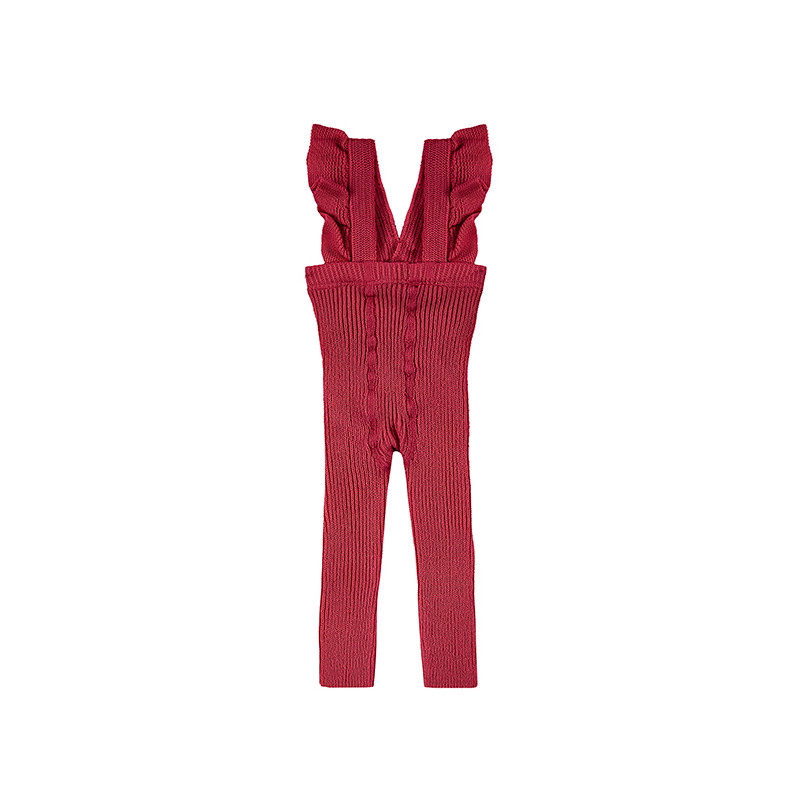 Flounced suspender cotton leggings BURGUNDY