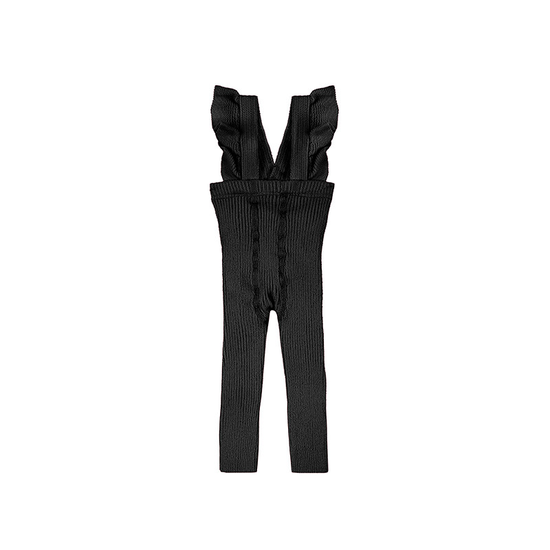 Flounced suspender cotton leggings BLACK
