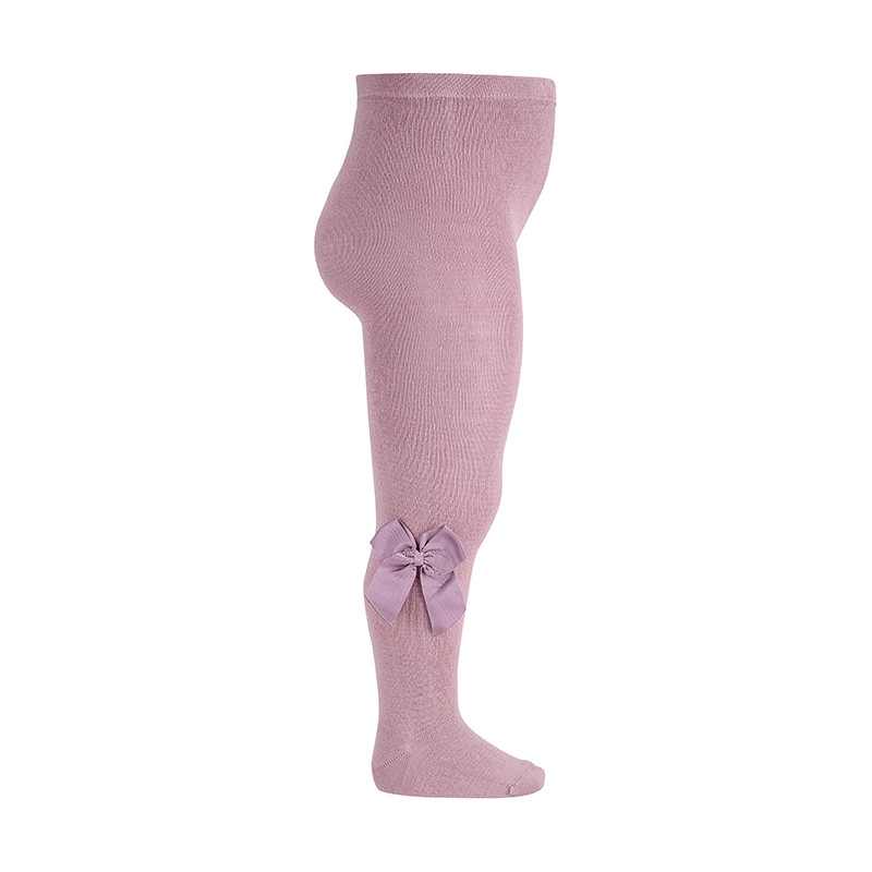 Collants coton avec noeud gros grain latéral NACRE DE PERLE